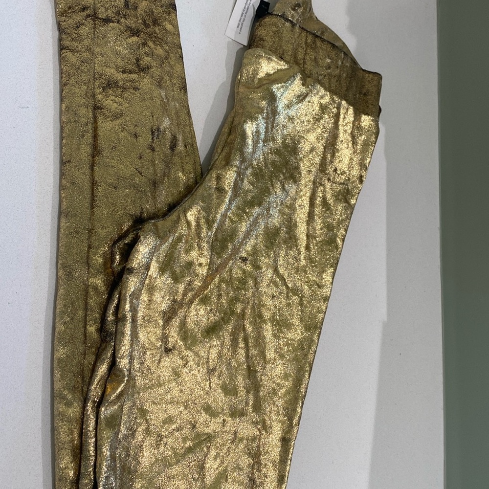 TOPSHOP gold velvet leggings